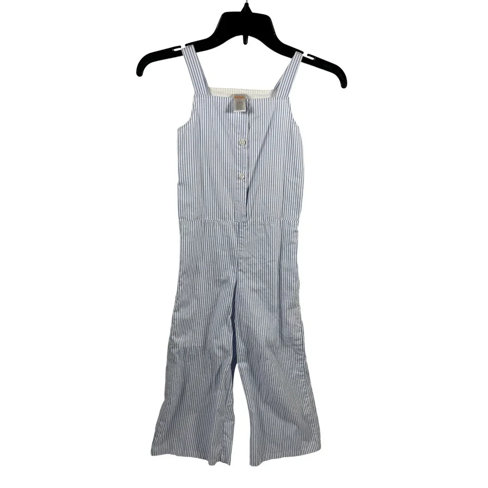 Gymboree‎ Jumpsuit Size 7 Blue Pinstripe Cotton Wide Leg Kids Girl